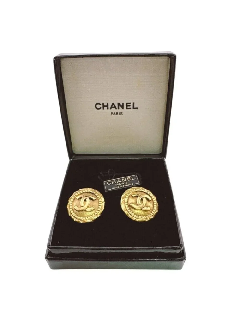 Chanel CC Logo Earrings Gold
